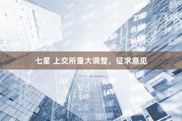 七星 上交所重大调整，征求意见